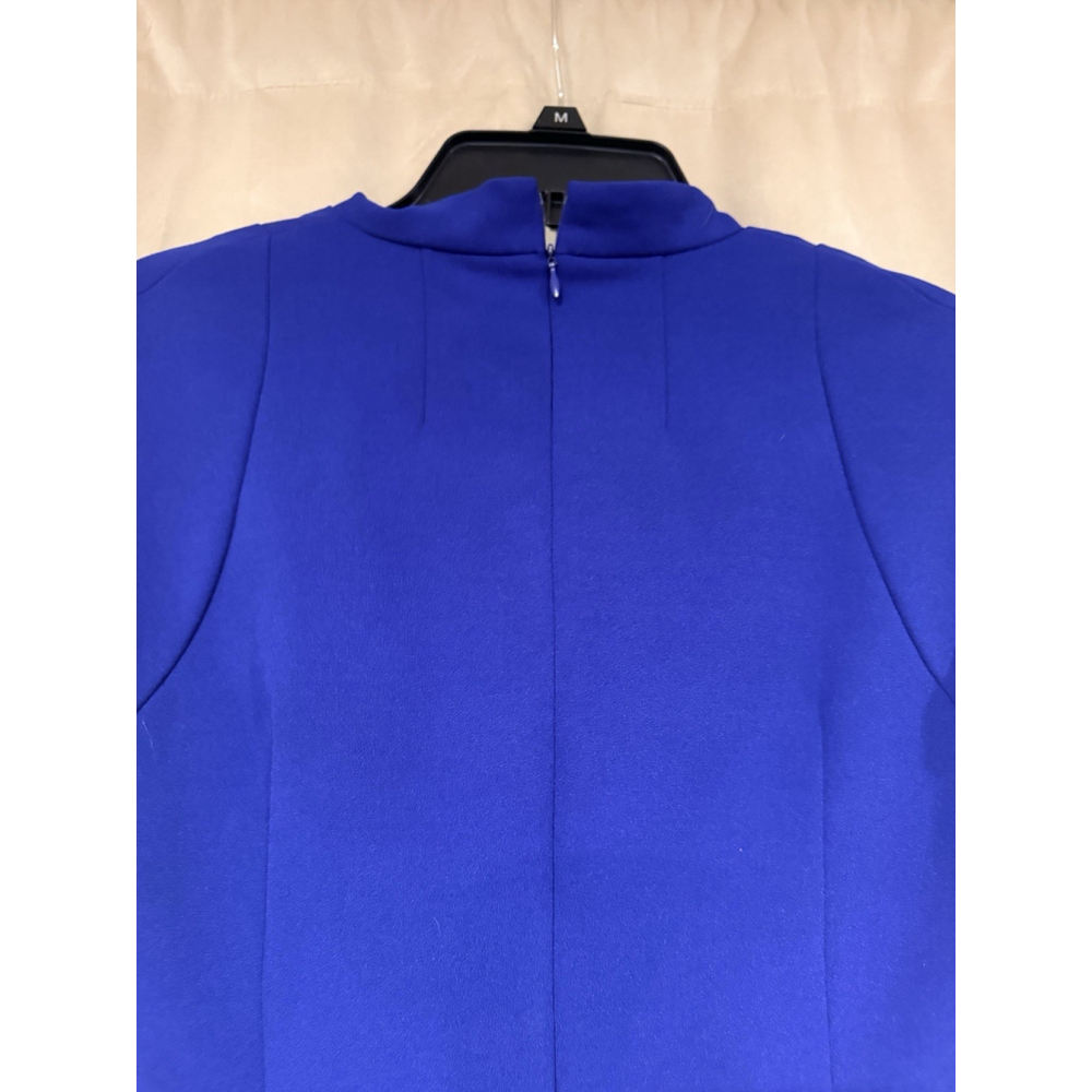 Calvin Klein Womens Royal Blue Ruched Sheath Dress Size 10 Cap Sleeve V Neck - Picture 6 of 8